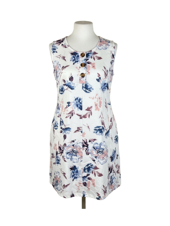 Misfay Dresses & Skirts - Women's Misfay Floral Mini Dress, Size XL White and Blue
